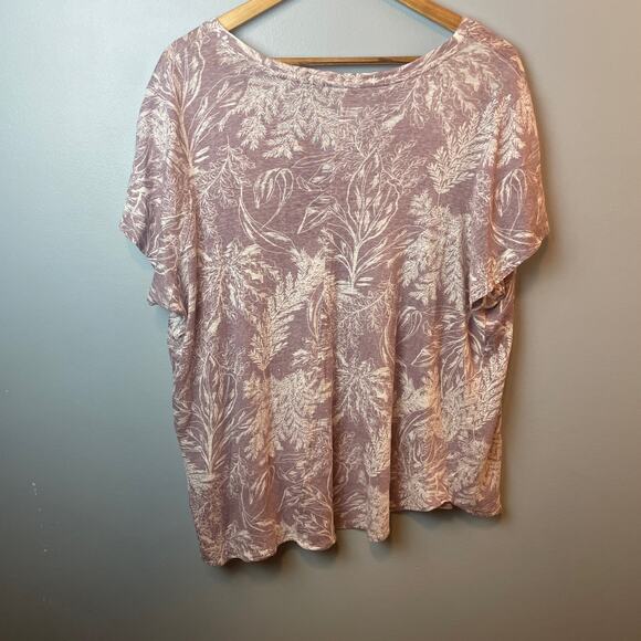 Tahari Linen Short Sleeve Boxy Blouse - Picture 2 of 4